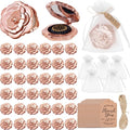 Set of 36 Rose Compact Mirrors & Hair Brushes with Organza Bags for Wedding & Party Favors