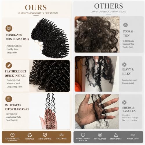 Natural Black Burmese Curly Crochet Hair 20 Inch, 50g - Knotless Feather Extensions for Protective Styles