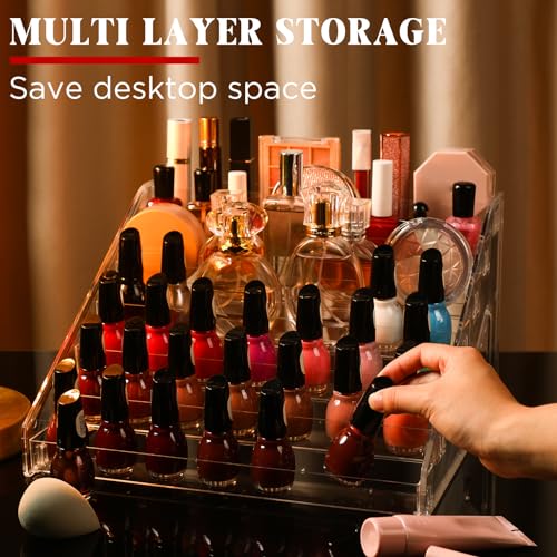 Jetec 4 Pcs 7 Tiers Style Acrylic Card Display Stand Sunglasses Organizer Nail Polish Holder Versatile Display for Trading Cards Greeting Card Stand Essential Oils Cosmetic Eyewear Rack