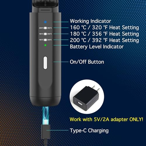 VIKICON Beard Straightener for Men - Black Cordless Heated Comb with 3 Temp Settings & Anti-Scald
