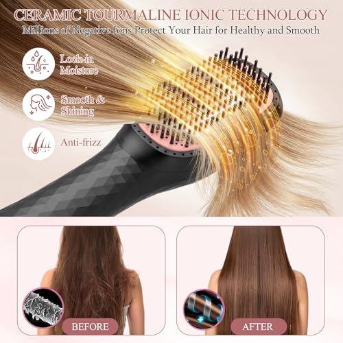 VIGNONY Black 4-in-1 Hair Dryer Brush & Styler 1200W Ionic Ceramic Tourmaline