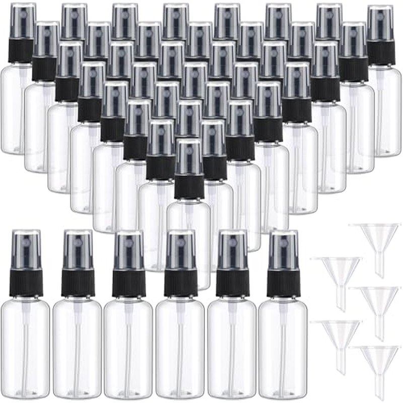 200 Pcs Mini Clear Spray Bottles 1 oz Plastic Empty Travel Bottle Fine Mist Small Spray Containers with 5 Pcs Funnels Refillable Liquid Travel Containers for Perfume Skin Toner Essential Oils