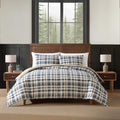Queen Size Reversible Cotton Comforter Set with Matching Shams - Port Gamble Indigo