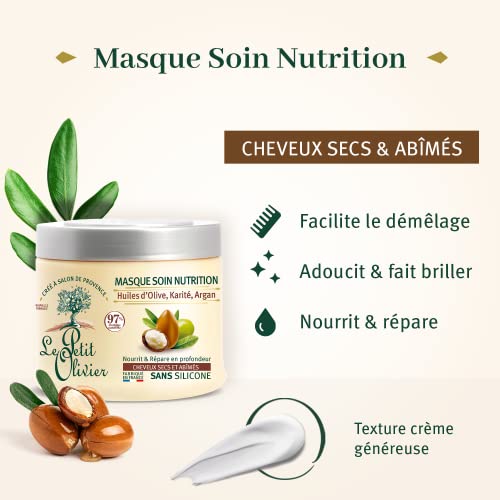 Hydrating Hair Mask for Dry Damaged Hair - Natural Olive Shea Argan Oils - 11.15 oz