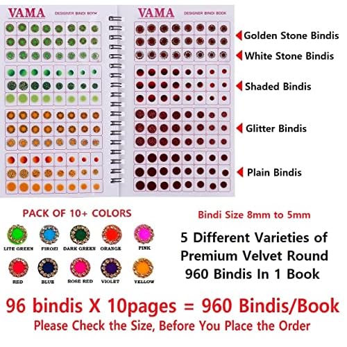 Multicolour Plain Glitter Sparkle Shaded Crystal Diamond Stone Indian Bindi Booklet Sticker for Women (948 Fancy Bindi Book)