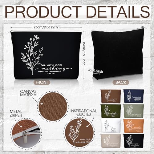 Fumete Bible Gift Set for Women - 8-Piece Christian Women’s Gift Set with Makeup Bags, Glass Cups & Compact Mirrors (Bible-c / 8)