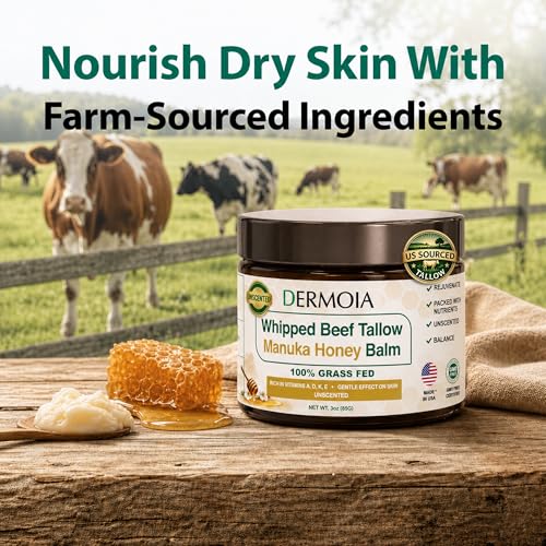 Unscented Grass-Fed Beef Tallow & Honey Balm - 3 Oz Whipped Moisturizer for Dry Skin - Variation of THIS listing