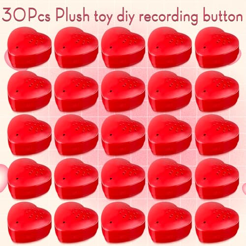30 Pack Heart Sound Recorders for Stuffed Animals & DIY Gifts - Red