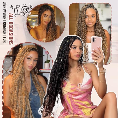 Auburn Ginger Deep Wave Human Braiding Hair - 18 Inch, 50G, 1 Pack, Brazilian Virgin, No Weft, Wet & Wavy Boho Braid Extensions