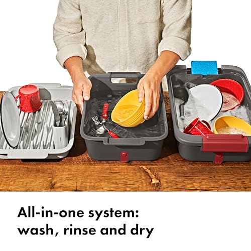 Outdoor Camping Wash and Dry System with Bins, Rack & Utensil Holder