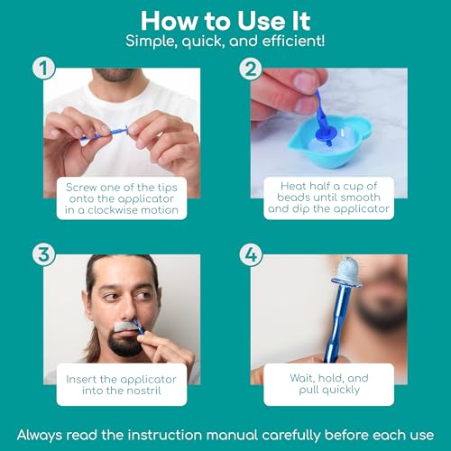 Medi Grade Eco-friendly Nose Wax Kit for Men and Women, 26 Applications, Reusable Metal Nose Wax Stick, Microwavable Cup - Nose Hair Wax Removal for Unsightly, Itchy Nasal Hair