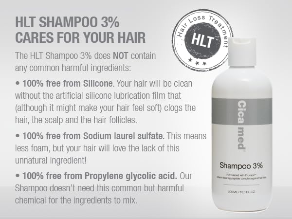 Hair Loss Treatment Shampoo 3% - Sulfate & Silicone Free for Thicker Hair
