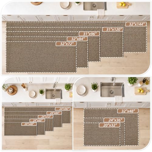 Kitchen Runner Rug 24x84 Taupe Non-Slip Floor Mat Absorbent Protects Floors