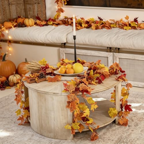 CQURE 40 Pack Fall Leaf Garland 236Ft Autumn Maple Leaves Thanksgiving Decor
