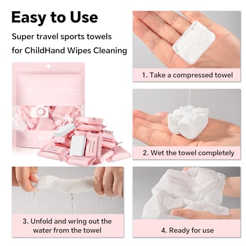 ICOTLE Compressed Towels 90 Pcs Pack of 3 - Portable Face Towelettes for Travel Camping Outdoor & Home Use