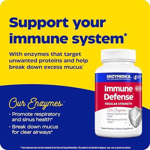 Enzymedica Immune Defense Regular Strength Caps - 180 Count, Vegan, Non-Drowsy