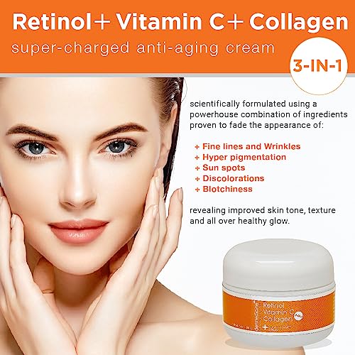 Vitamin C Retinol Collagen Face Cream 1 oz - Anti-Aging Moisturizer for All Skin Types - Pack of 1