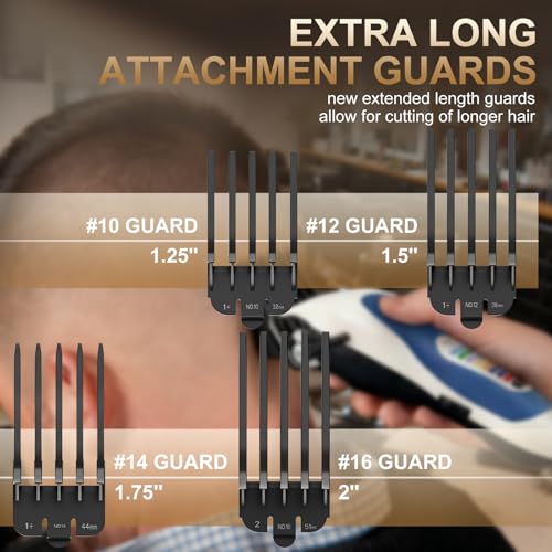 Clipper Guards Set, 4 Pack 1.25", 1.5", 1.75", 2" Compatible with Most Wahl Clippers, Black Replacement Guides