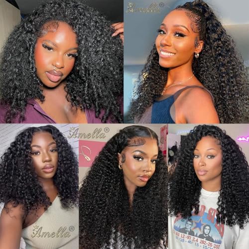 Amella Burmese Curly Human Hair Bundles 20 Inch Natural Black #1B Spiral End, 3C4A, Full Head Voluminous Style