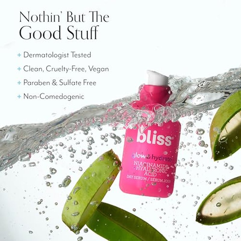 Bliss Glow & Hydrate Serum - Niacinamide + Hyaluronic Acid Serum + What a Melon Replenishing Watermelon Toner