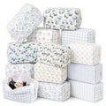 Kacctyen 12 Pack Vintage Blue Floral Bow Makeup Bags 8.3 x 3.7 x 3.5 Inches Classic