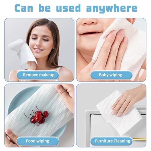 MISHCHI 600 Biodegradable Facial Wipes - 100 Count Pack of 6, Soft & Gentle for Sensitive Skin
