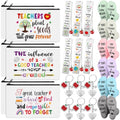 Paterr 24 Pcs Teacher Appreciation Gifts for Women Bulk Including Socks Makeup Bags Keychain Metal Bookmark for Valentine's Day(Good Teacher,Fleece)