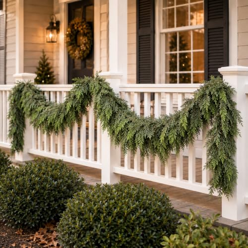 9FT Artificial Cedar Garland for Christmas Decoration - 2 Pack - Real Touch