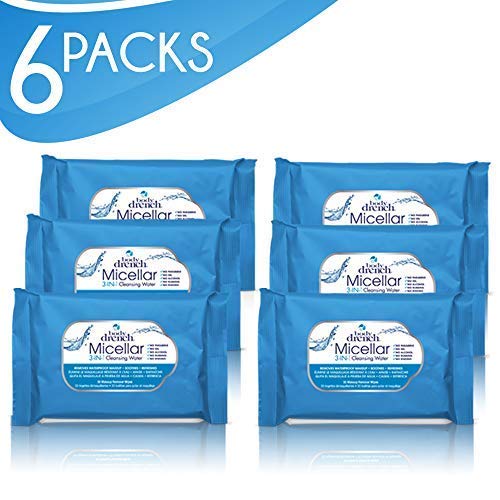 Micellar Cleansing Wipes for Makeup Removal and Sensitive Skin - 30 Count, 6 Pack
