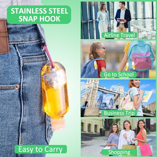 Refillable Travel Bottles with Keychain - 10 Colors, 2oz, Leakproof, 200 Pack Variation of 10 Colors / 200