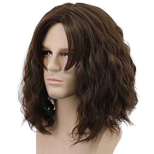Men's Fluffy Short Curly Brown Wig 61cm Cosplay Halloween Party