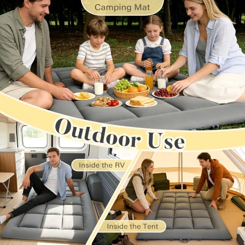 DOWNSTORIA 3-Inch Foldable Japanese Floor Mattress Grey Full Size Portable Futon