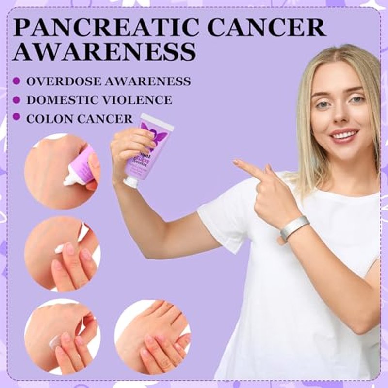 50 Set Purple Ribbon Awareness Gifts Bulk Woman Purple Ribbon 50 Lip Balm 50 Hand Cream 50 Bag 50 Tag for Domestic Violence Awareness Lupus Epilepsy Pancreatic Cancer Party