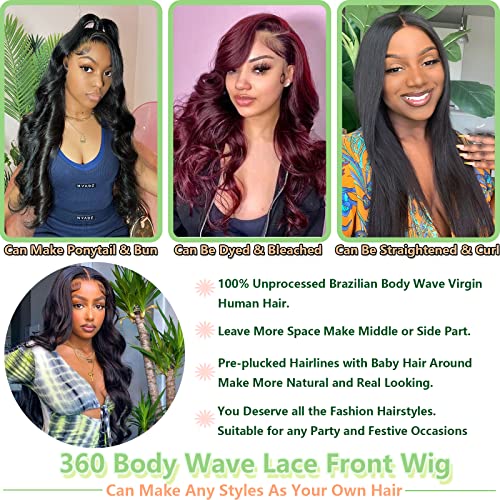 Natural Body Wave Lace Front Wig - 22 Inch Human Hair, Pre Plucked, 180% Density, Full Lace, Brazilian Virgin Hair