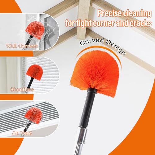 ACTREY 30FT Reach Cobweb Duster with Extension Pole, Spider Web Brush for High Ceiling Cleaning