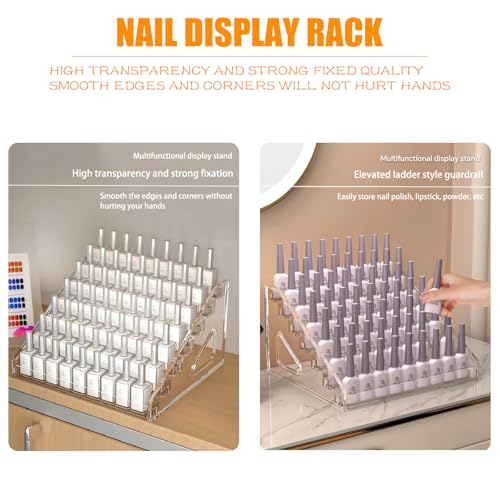Acrylic Nail Polish Organizer Rack,2 Pcs 7 Tier Nail Polish Holder Stand,Sunglass Organizer, Essential Oils Storage Shelf, Holds Up to 84 Bottles