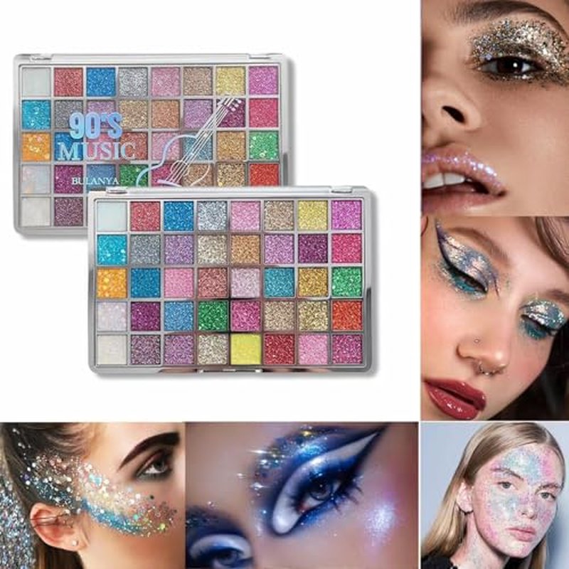 K'APEINE Glitter Eyeshadow Palette-Ultra Shimmer Makeup Palette Eye Shadow Chunky & Fine Pressed 40 Colors Highly Pigmented Eye Shades Long Lasting Waterproof for Face Body