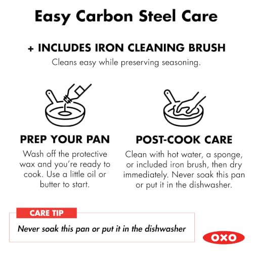 OXO Obsidian 10-Inch Carbon Steel Frying Pan, Pre-Seasoned, Oven & Induction Safe