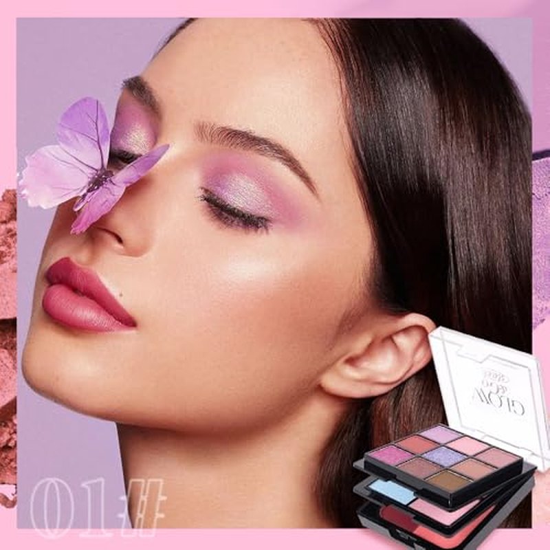 All-in-One Makeup Palette ? 9 Color Matte & Pearlescent Eyeshadow, 4 Color Shimmer Highlighter, 2 Color Buildable Blush ? Long Lasting, Blendable Face & Eye Makeup Kit (01#, 1 Count (Pack of 1))