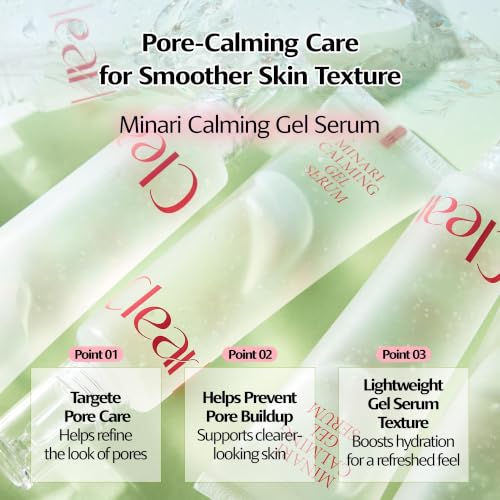 Minari Calming Gel Serum for Face - Hydrating & Soothing Face Serum with Korean Water Parsley, Green Tea, Mugwort & Lemon Balm - Pack of 1