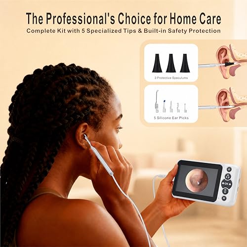 Digital Otoscope with 4.5-Inch HD Screen, No Phone Needed Ear Camera with Light