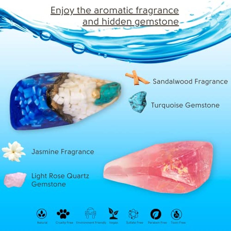 Earth & Home Rock Soap - - Gemstone Soaps with Real Crystals inside ? Decorative Crystal Soap with Natural Fragrance- Moisturizing & Scented Gift for Women
