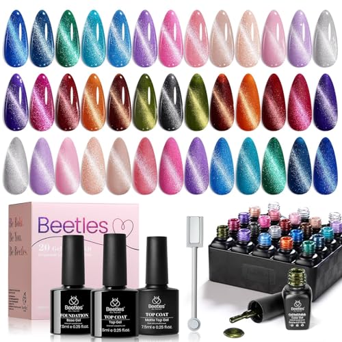 Beetles Galaxy Gemlight Fall Cat Eye Gel Nail Polish Set - 20 Colors & Magnet