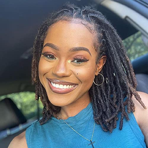 8 Inch Natural Black Human Hair Loc Extensions 0.2cm Thick 30 Strands for Women Men Kids - MIUULAAR