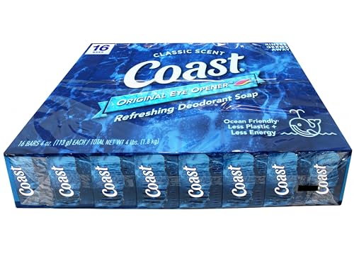 Coast Deodorant Soap Bars Pacific Force Scent - 16 Count Pack of 2, Refreshing Fragrance