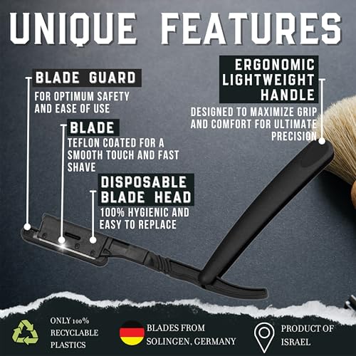 Disposable Straight Razor Blades with Safety Guard for Men - Pack of 100