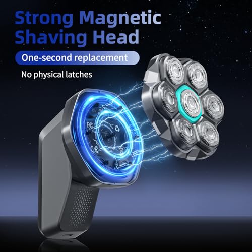 kensen 7D Head Shavers for Bald Men - Dual Speed Bald Head Shavers with LED Display, Electric Razor for Men IPX6 Waterproof Wet/Dry Shaving Head Razor Magnetic Head Balding Clippers for Men Black