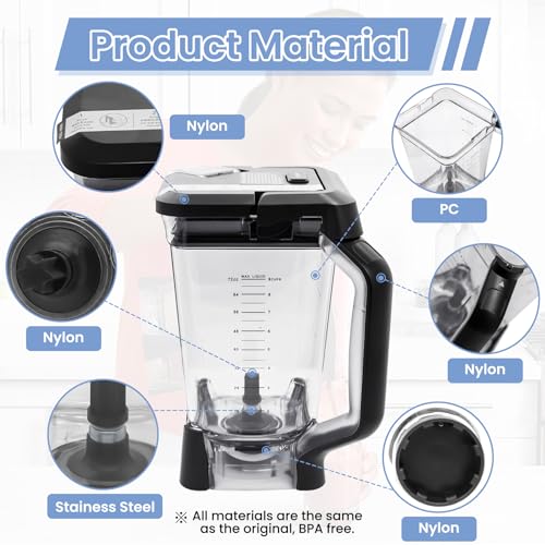 72 oz Blender Pitcher Replacement for Ninja BL660 BL740 Models - BPA Free