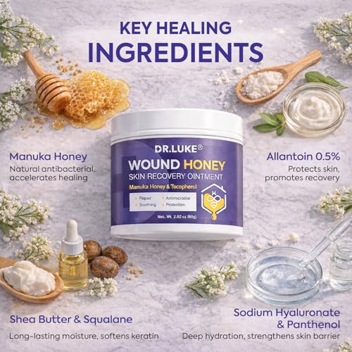 Dr. Luke Manuka Honey Wound care: Medihoney Wound Gel for Minor wounds & Skin Repair - Manuka Honey Medical Grade with Akkantoin 0.5% & Vitamin E - 2.82 oz (80g), 2 Pack