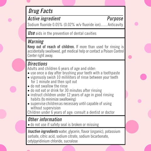 TheraBreath Kids Anticavity Fluoride Oral Rinse, Strengthens Teeth & Enamel, Alcohol Free & Dye Free, Certified Organic Bubblegum Blast Flavor, 16 Fl oz